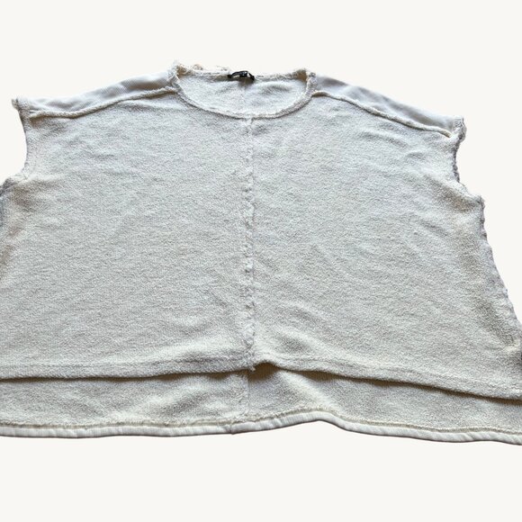 Papermoon Size S Oatmeal Fringed 100% Cotton Sleeveless Shirt - Picture 1 of 12